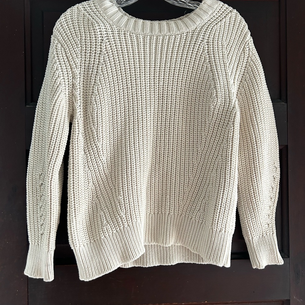 Everlane Cream Ribbed Crewneck Sweater